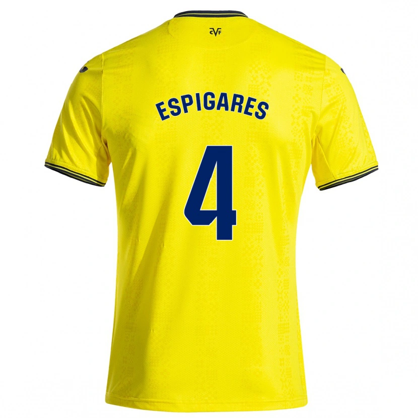 Danxen Heren Antonio Espigares #4 Geel Zwart Thuisshirt Thuistenue 2024/25 T-Shirt