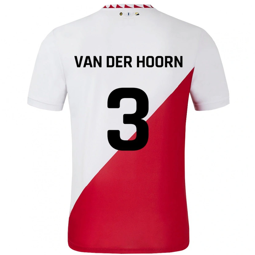 Danxen Heren Mike Van Der Hoorn #3 Wit Rood Thuisshirt Thuistenue 2024/25 T-Shirt