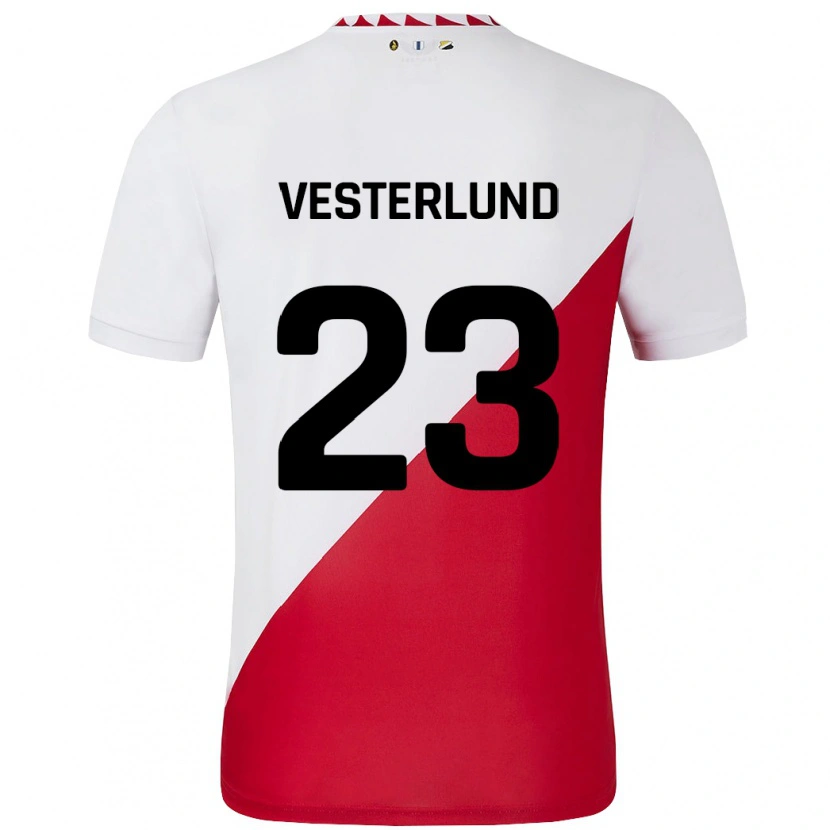 Danxen Heren Niklas Vesterlund #23 Wit Rood Thuisshirt Thuistenue 2024/25 T-Shirt