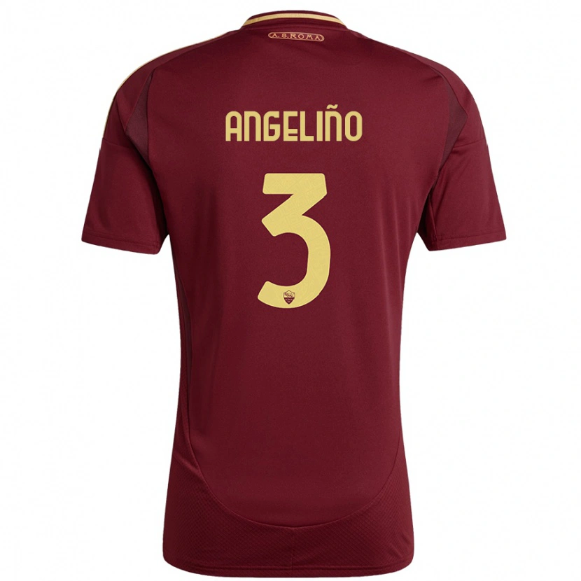 Danxen Heren Angeliño #3 Rood Bruin Goud Thuisshirt Thuistenue 2024/25 T-Shirt