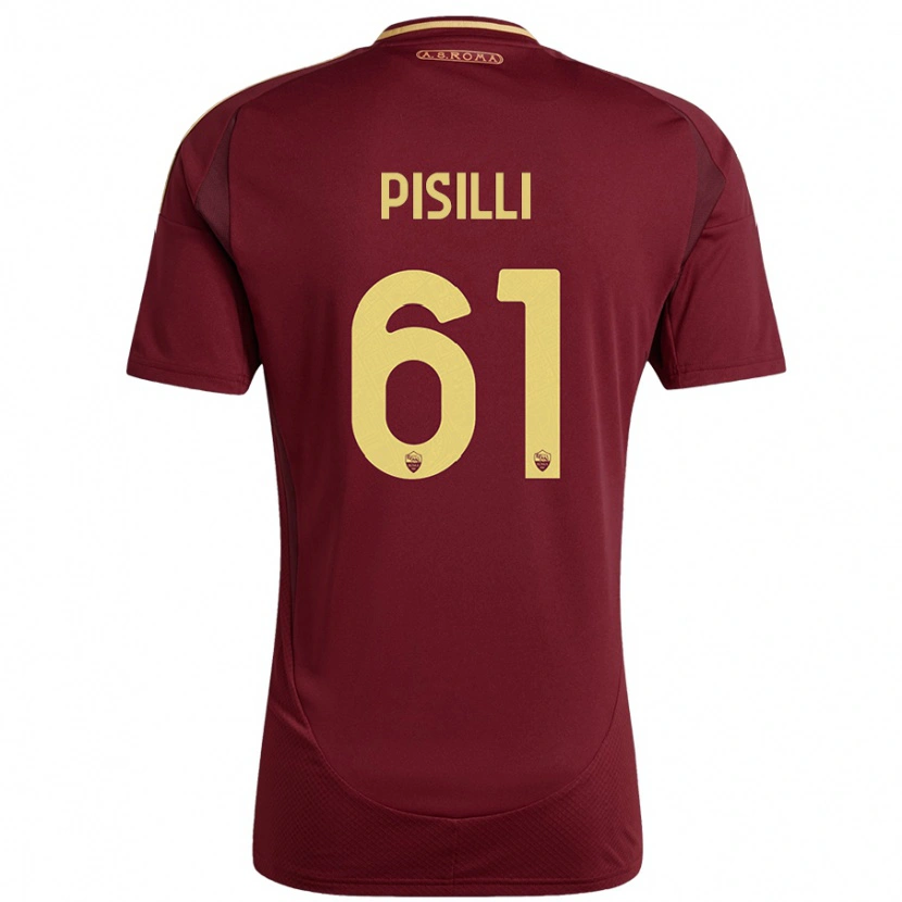 Danxen Heren Niccolò Pisilli #61 Rood Bruin Goud Thuisshirt Thuistenue 2024/25 T-Shirt