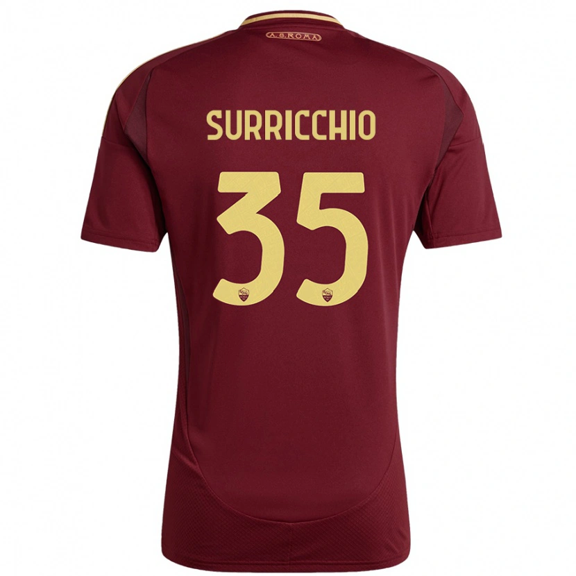 Danxen Heren Jacopo Surricchio #35 Rood Bruin Goud Thuisshirt Thuistenue 2024/25 T-Shirt