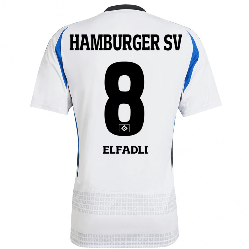 Danxen Heren Daniel Elfadli #8 Wit Blauw Thuisshirt Thuistenue 2024/25 T-Shirt