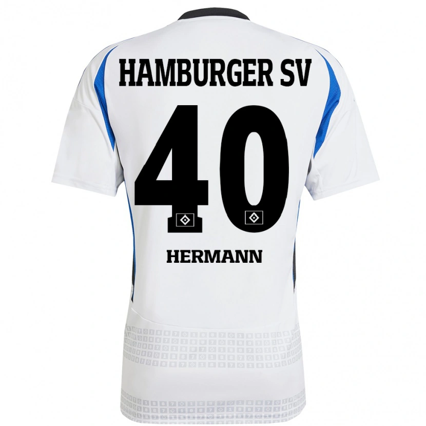 Danxen Heren Hannes Hermann #40 Wit Blauw Thuisshirt Thuistenue 2024/25 T-Shirt