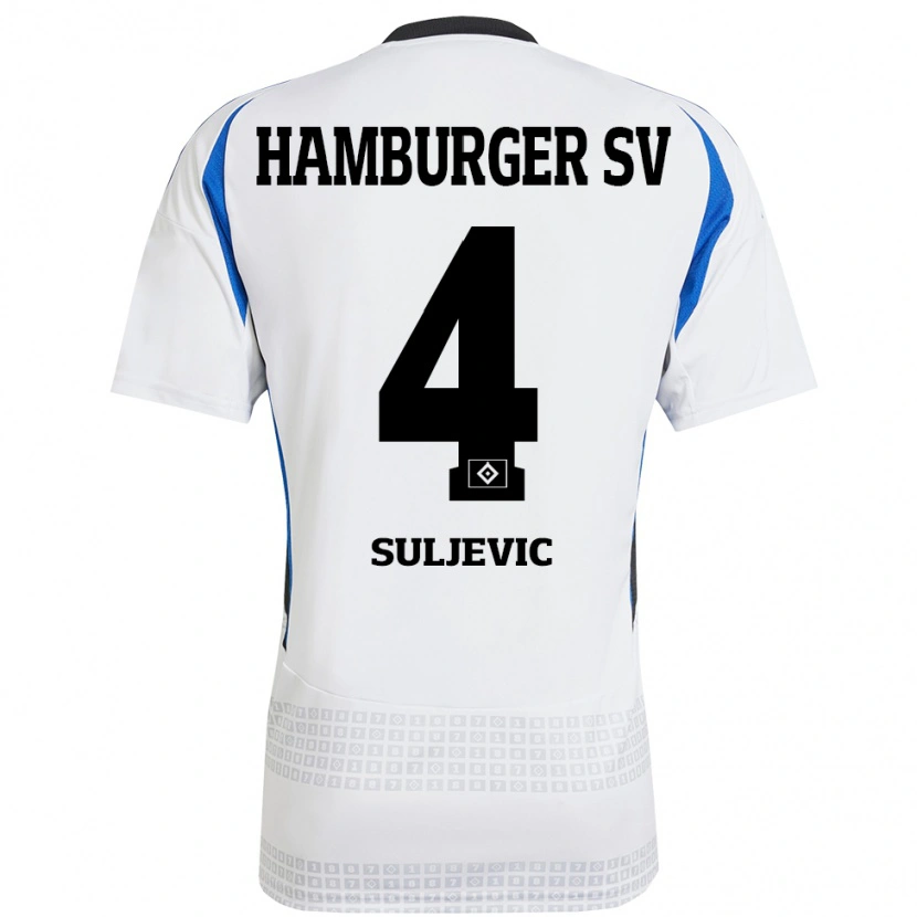 Danxen Heren Almin Suljevic #4 Wit Blauw Thuisshirt Thuistenue 2024/25 T-Shirt