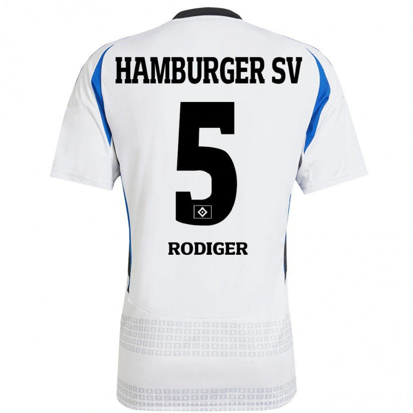 Danxen Heren Philipp Rödiger #5 Wit Blauw Thuisshirt Thuistenue 2024/25 T-Shirt