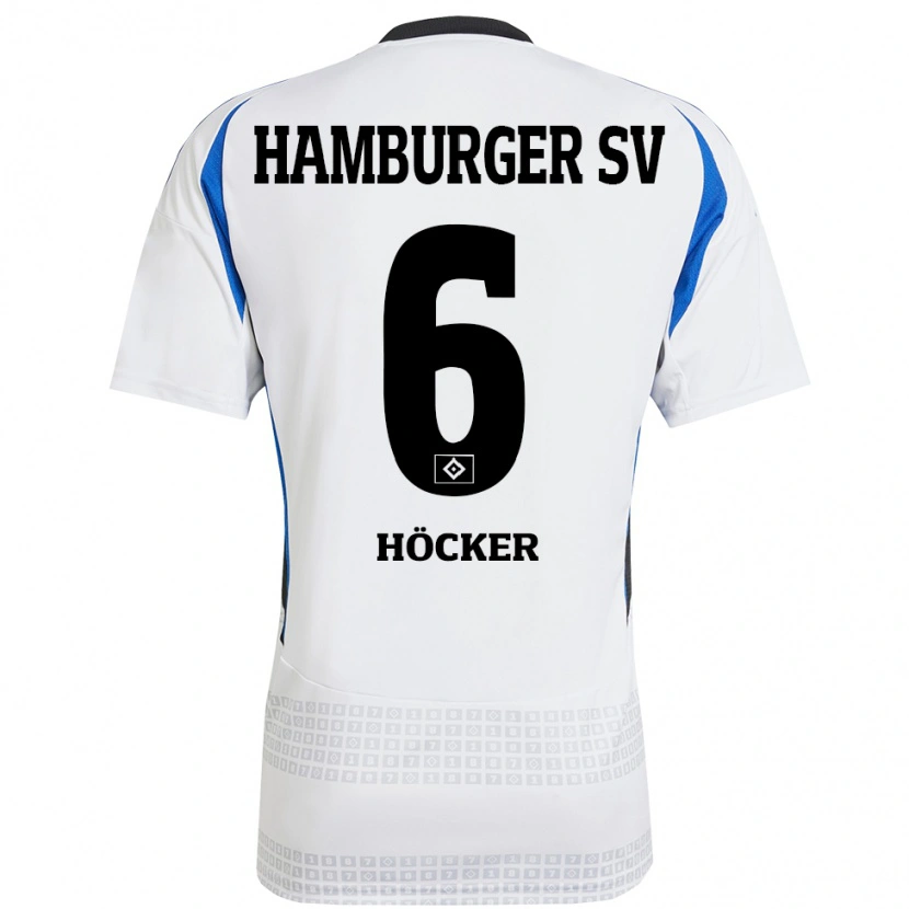 Danxen Heren Tiziano Höcker #6 Wit Blauw Thuisshirt Thuistenue 2024/25 T-Shirt