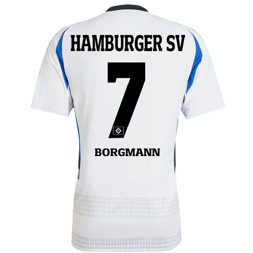 Danxen Heren Marcus Borgmann #7 Wit Blauw Thuisshirt Thuistenue 2024/25 T-Shirt