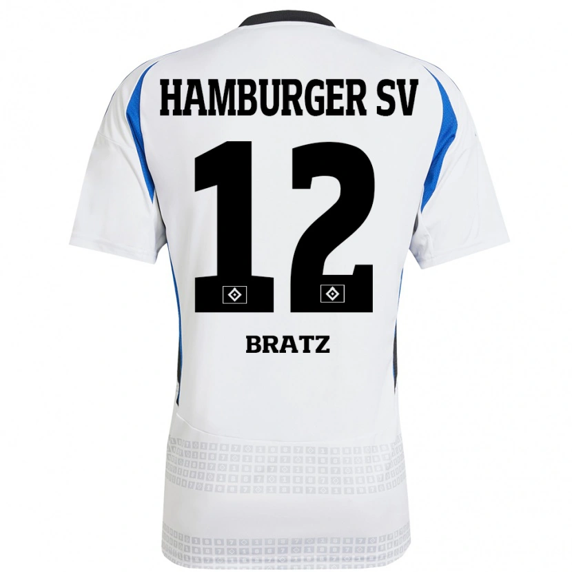 Danxen Heren Julian Brätz #12 Wit Blauw Thuisshirt Thuistenue 2024/25 T-Shirt