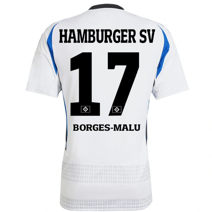 Danxen Heren Louis Borges-Malu #17 Wit Blauw Thuisshirt Thuistenue 2024/25 T-Shirt