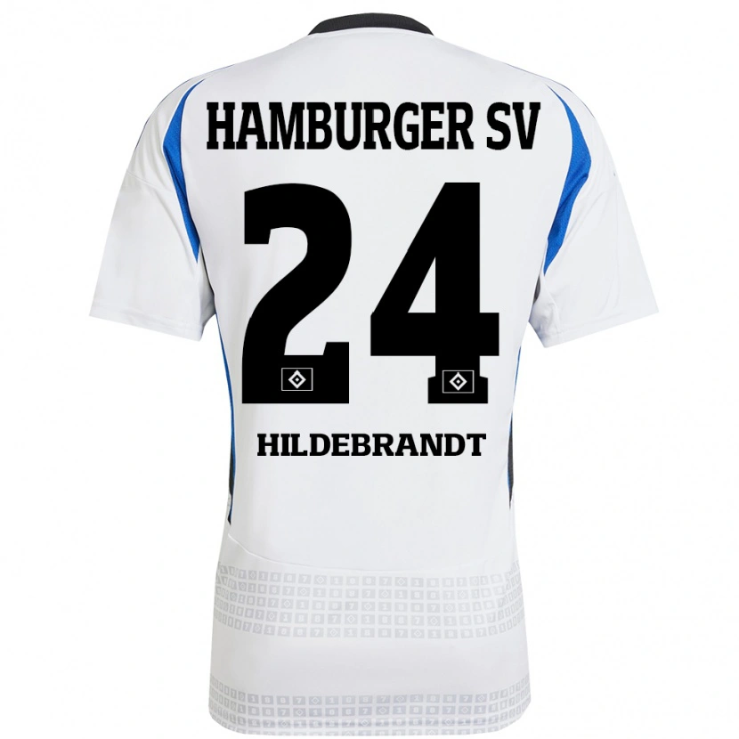 Danxen Heren Tjark Hildebrandt #24 Wit Blauw Thuisshirt Thuistenue 2024/25 T-Shirt