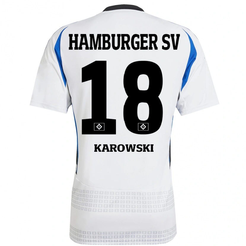 Danxen Heren Nele Karowski #18 Wit Blauw Thuisshirt Thuistenue 2024/25 T-Shirt