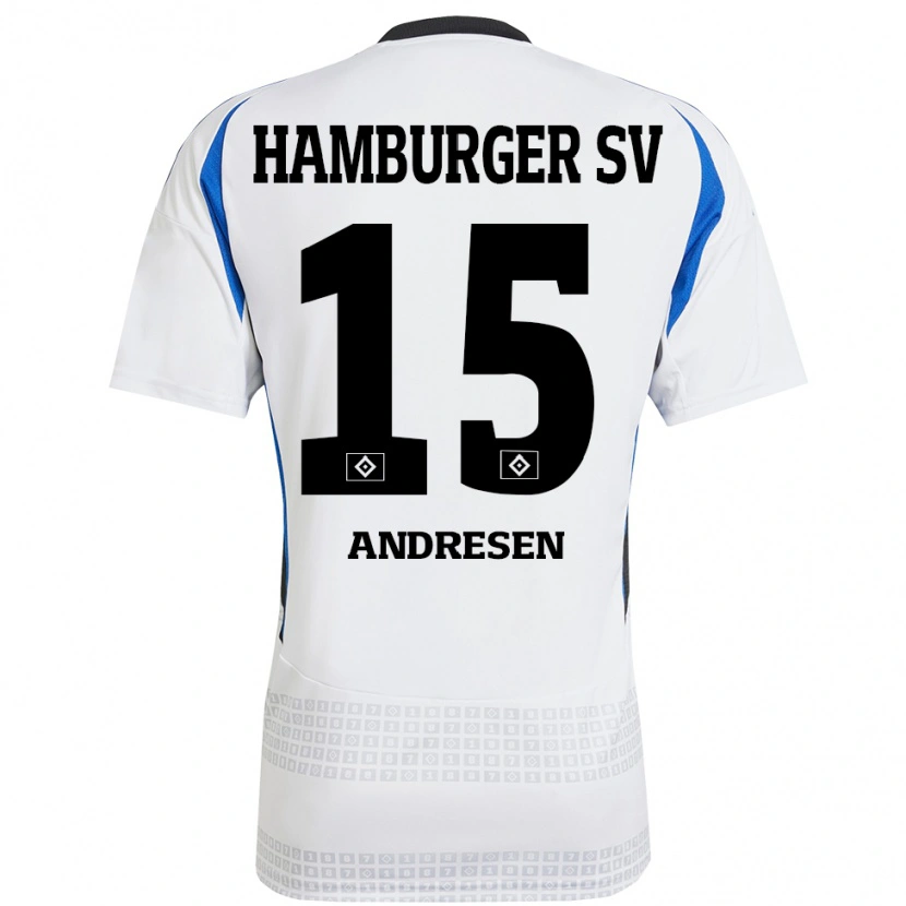 Danxen Heren Bent Andresen #15 Wit Blauw Thuisshirt Thuistenue 2024/25 T-Shirt