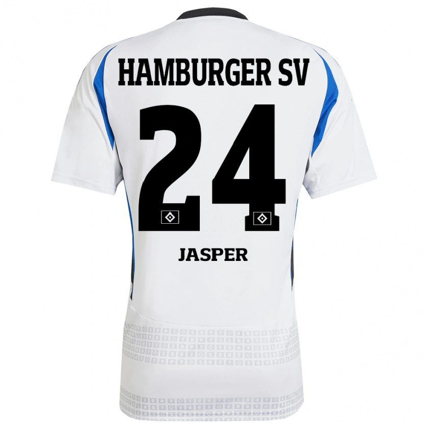 Danxen Heren Jan-Lukas Jasper #24 Wit Blauw Thuisshirt Thuistenue 2024/25 T-Shirt