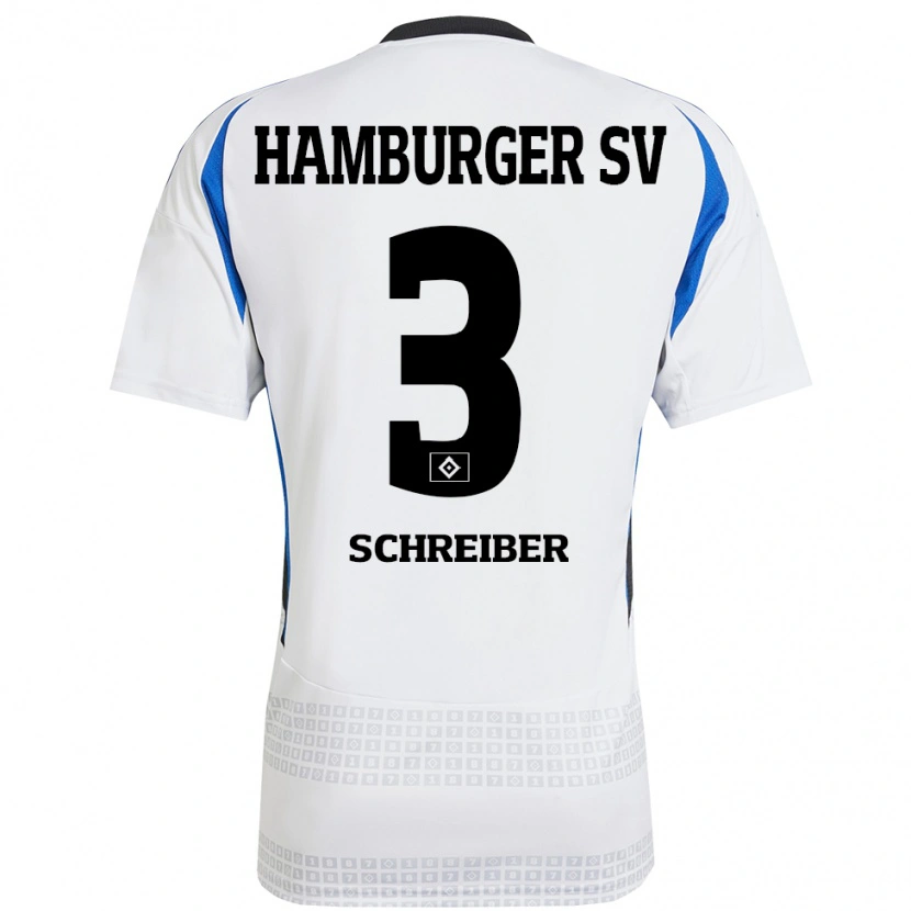 Danxen Heren David Schreiber #3 Wit Blauw Thuisshirt Thuistenue 2024/25 T-Shirt