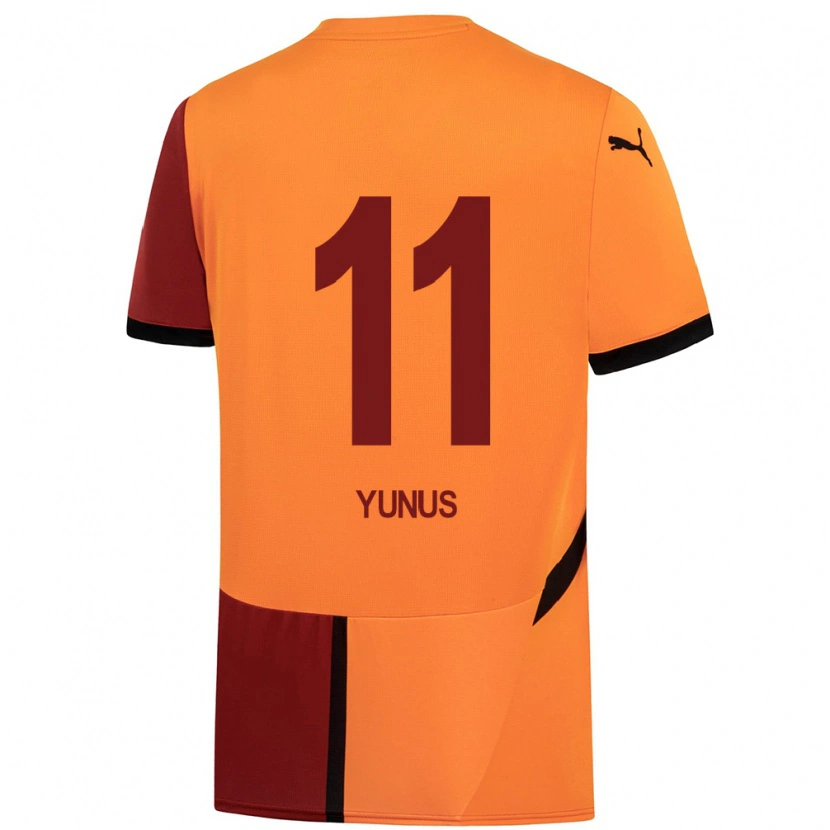 Danxen Heren Yunus Akgün #11 Geel Rood Thuisshirt Thuistenue 2024/25 T-Shirt