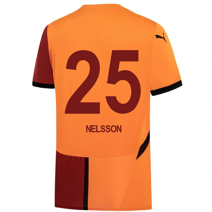 Danxen Heren Victor Nelsson #25 Geel Rood Thuisshirt Thuistenue 2024/25 T-Shirt