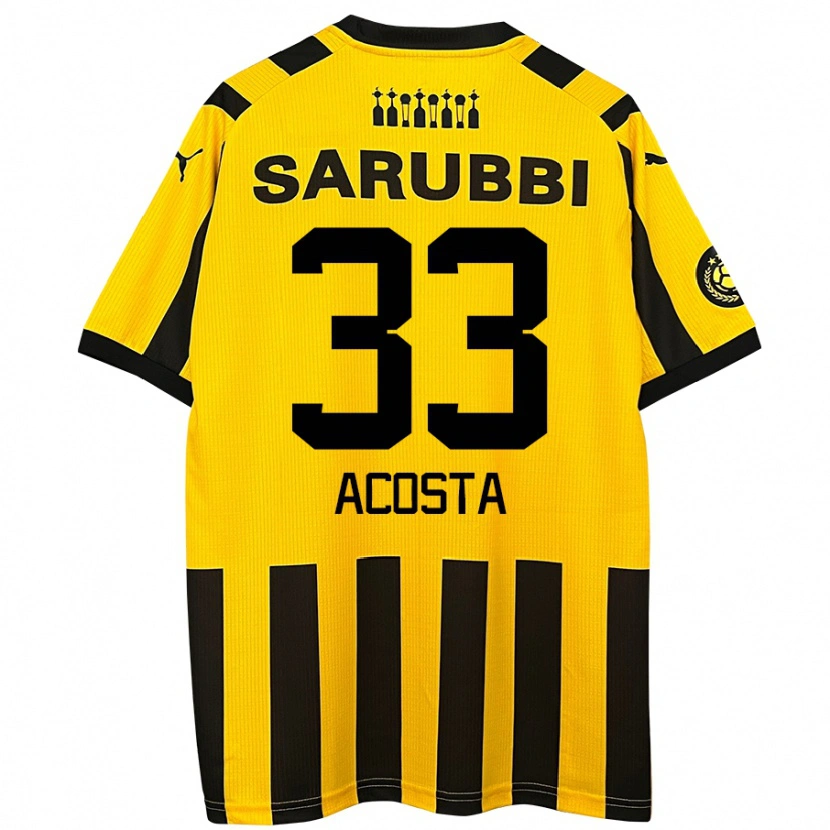 Danxen Heren Nahuel Acosta #33 Geel Zwart Thuisshirt Thuistenue 2024/25 T-Shirt