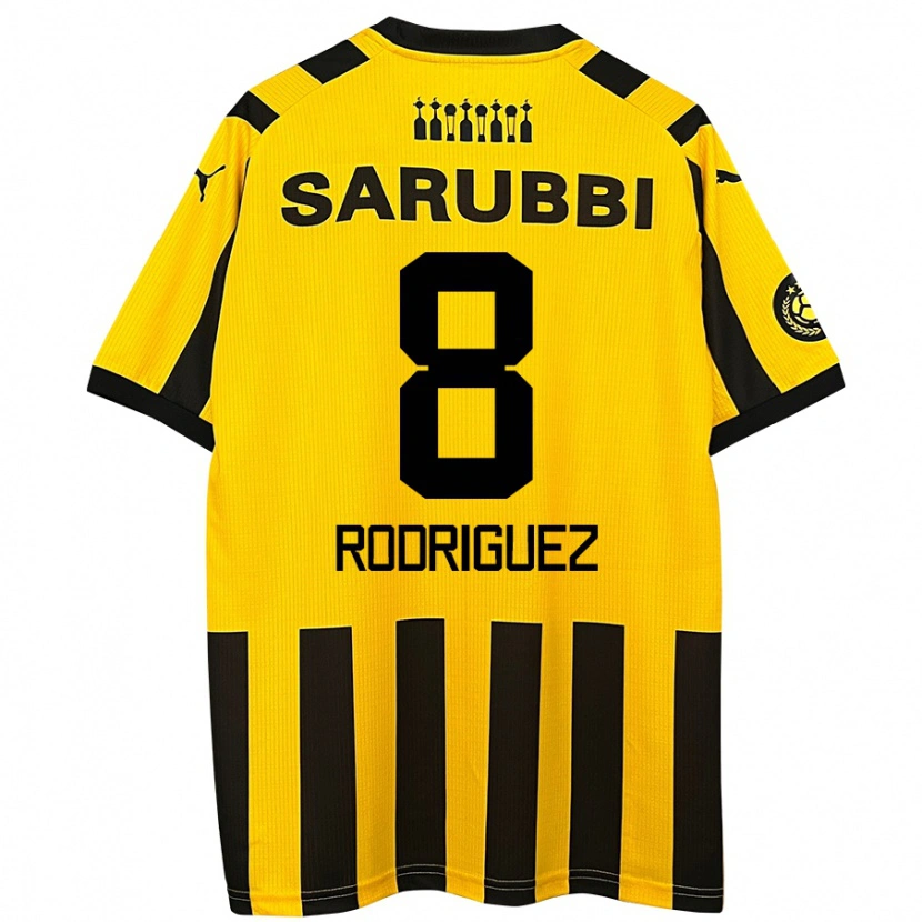 Danxen Heren Sebastián Rodríguez #8 Geel Zwart Thuisshirt Thuistenue 2024/25 T-Shirt