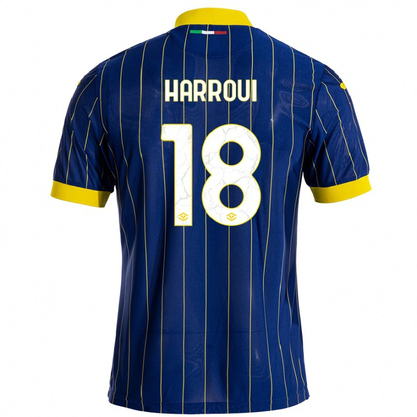 Danxen Heren Abdou Harroui #18 Blauw Geel Thuisshirt Thuistenue 2024/25 T-Shirt