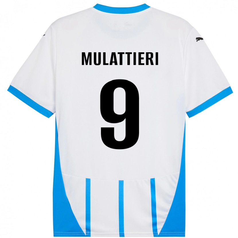 Danxen Heren Samuele Mulattieri #9 Wit Blauw Uitshirt Uittenue 2024/25 T-Shirt