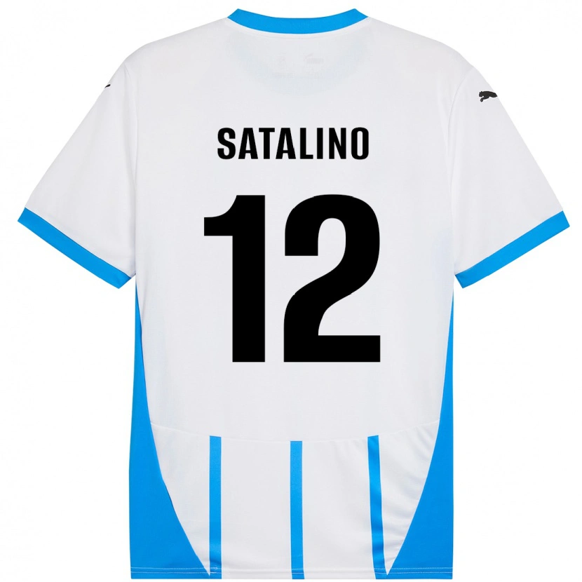 Danxen Heren Giacomo Satalino #12 Wit Blauw Uitshirt Uittenue 2024/25 T-Shirt