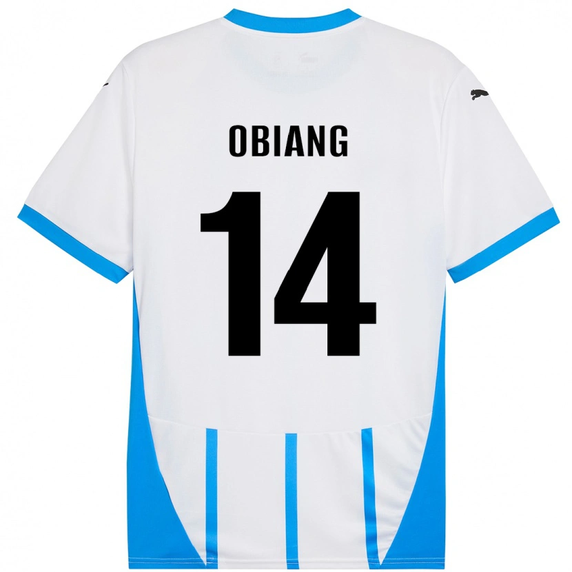 Danxen Heren Pedro Obiang #14 Wit Blauw Uitshirt Uittenue 2024/25 T-Shirt