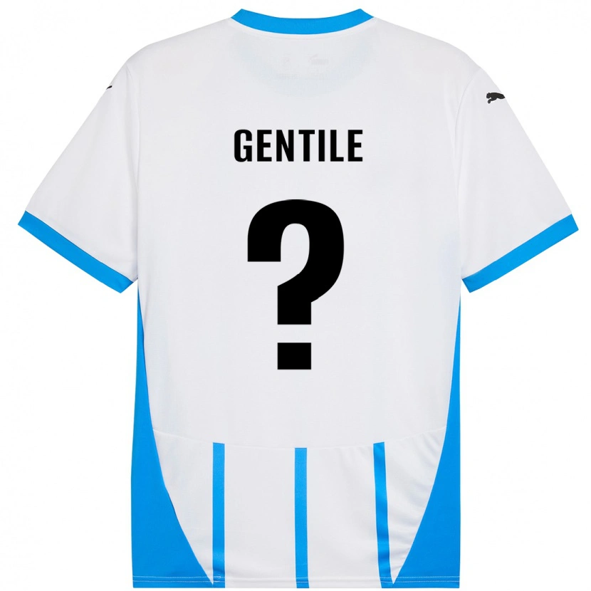 Danxen Heren Raffaele Gentile #0 Wit Blauw Uitshirt Uittenue 2024/25 T-Shirt