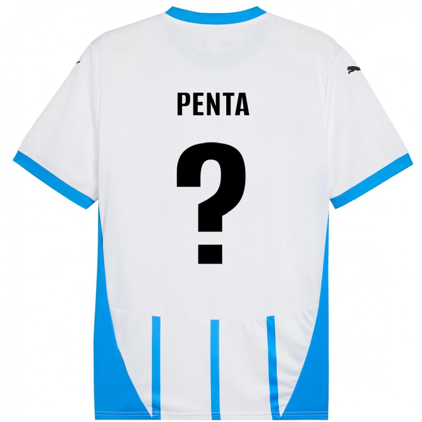 Danxen Heren Mattia Penta #0 Wit Blauw Uitshirt Uittenue 2024/25 T-Shirt