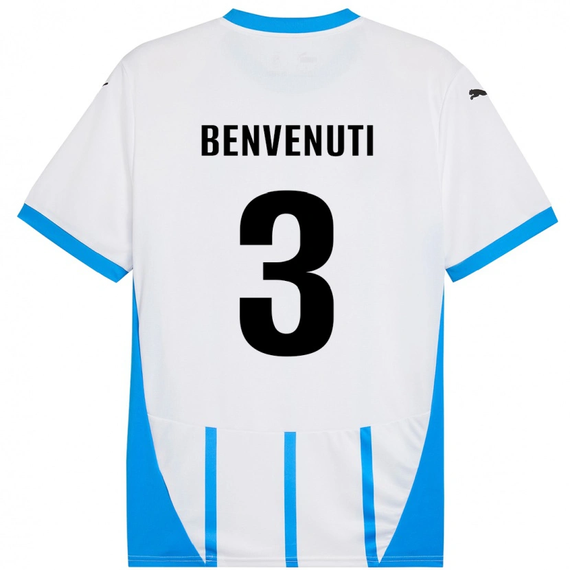 Danxen Heren Tommaso Benvenuti #3 Wit Blauw Uitshirt Uittenue 2024/25 T-Shirt