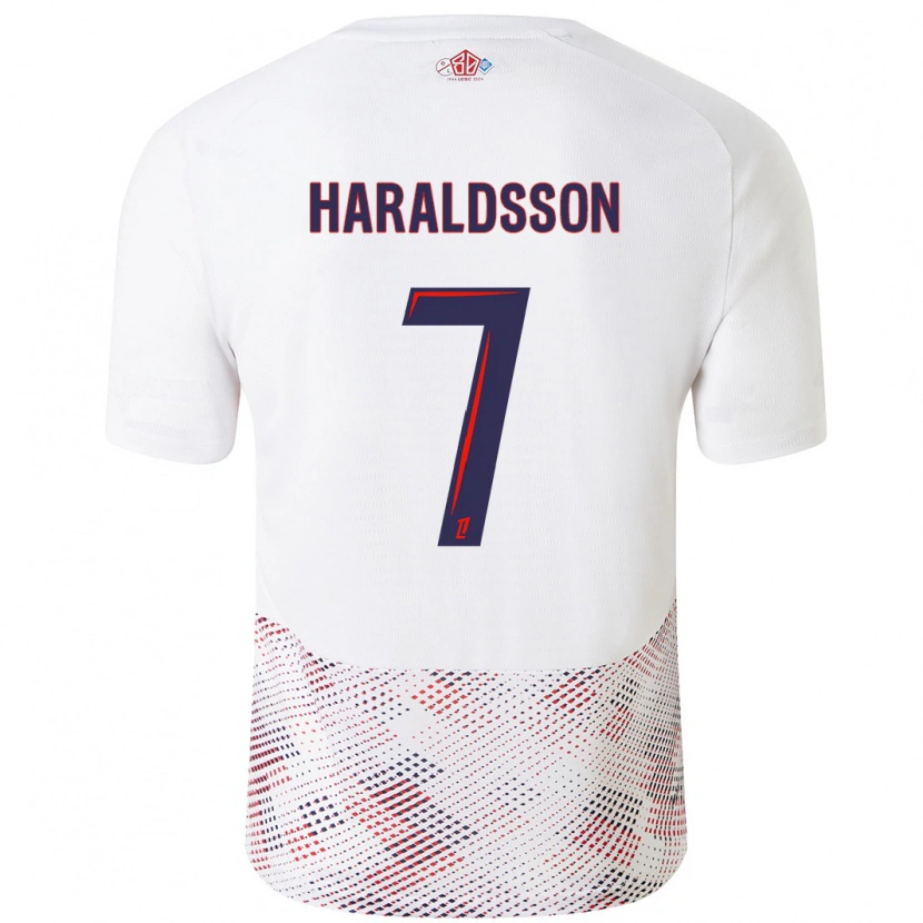 Danxen Heren Hákon Arnar Haraldsson #7 Wit Koningsblauw Uitshirt Uittenue 2024/25 T-Shirt