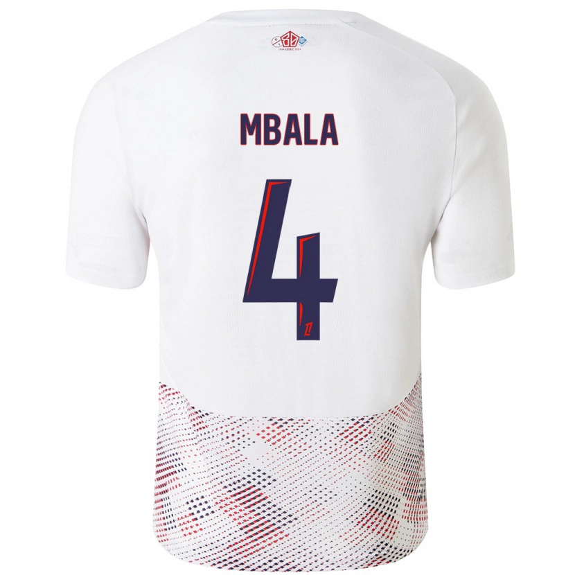 Danxen Heren Olivia Mbala #4 Wit Koningsblauw Uitshirt Uittenue 2024/25 T-Shirt