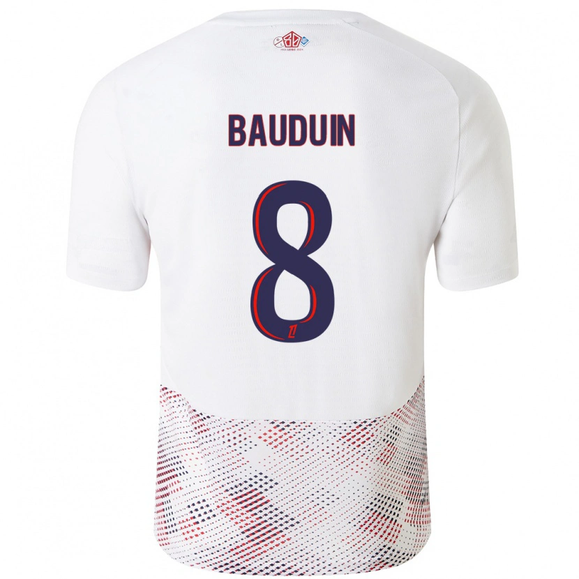 Danxen Heren Justine Bauduin #8 Wit Koningsblauw Uitshirt Uittenue 2024/25 T-Shirt