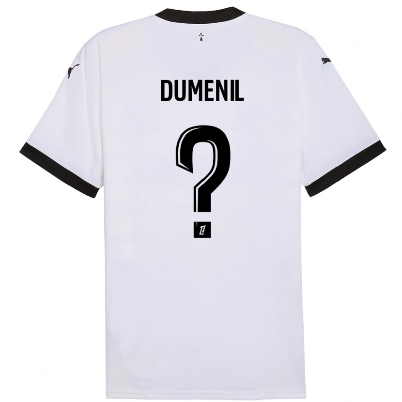 Danxen Heren Kylian Dumenil #0 Wit Zwart Uitshirt Uittenue 2024/25 T-Shirt