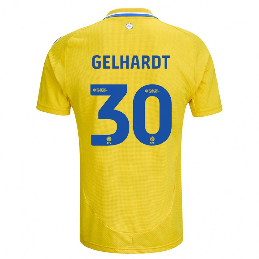 Danxen Heren Joe Gelhardt #30 Geel Blauw Uitshirt Uittenue 2024/25 T-Shirt