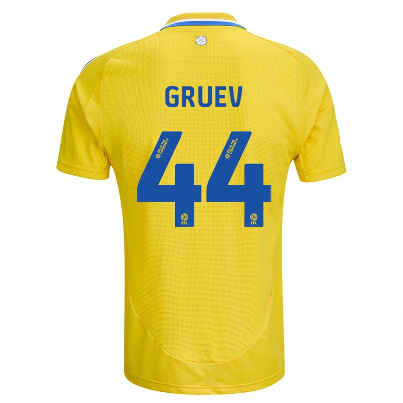 Danxen Heren Ilia Gruev #44 Geel Blauw Uitshirt Uittenue 2024/25 T-Shirt