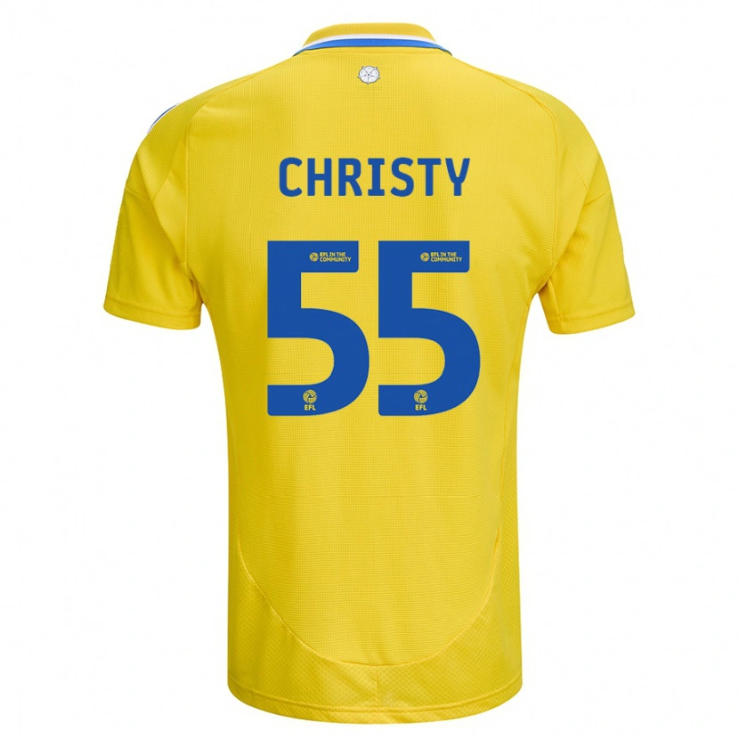 Danxen Heren Harry Christy #55 Geel Blauw Uitshirt Uittenue 2024/25 T-Shirt