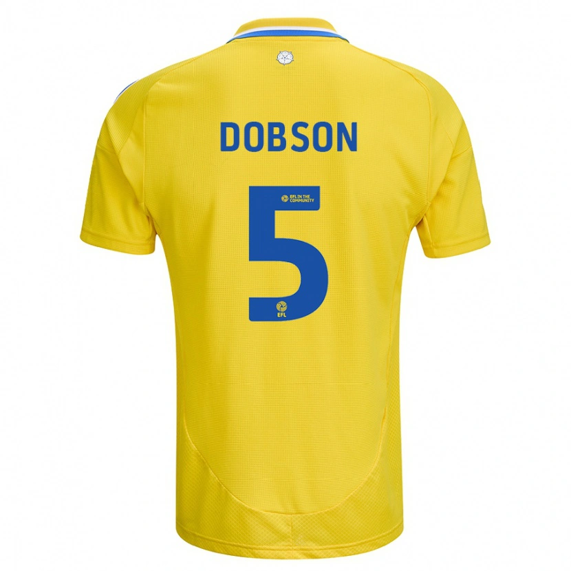 Danxen Heren Ellie Dobson #5 Geel Blauw Uitshirt Uittenue 2024/25 T-Shirt