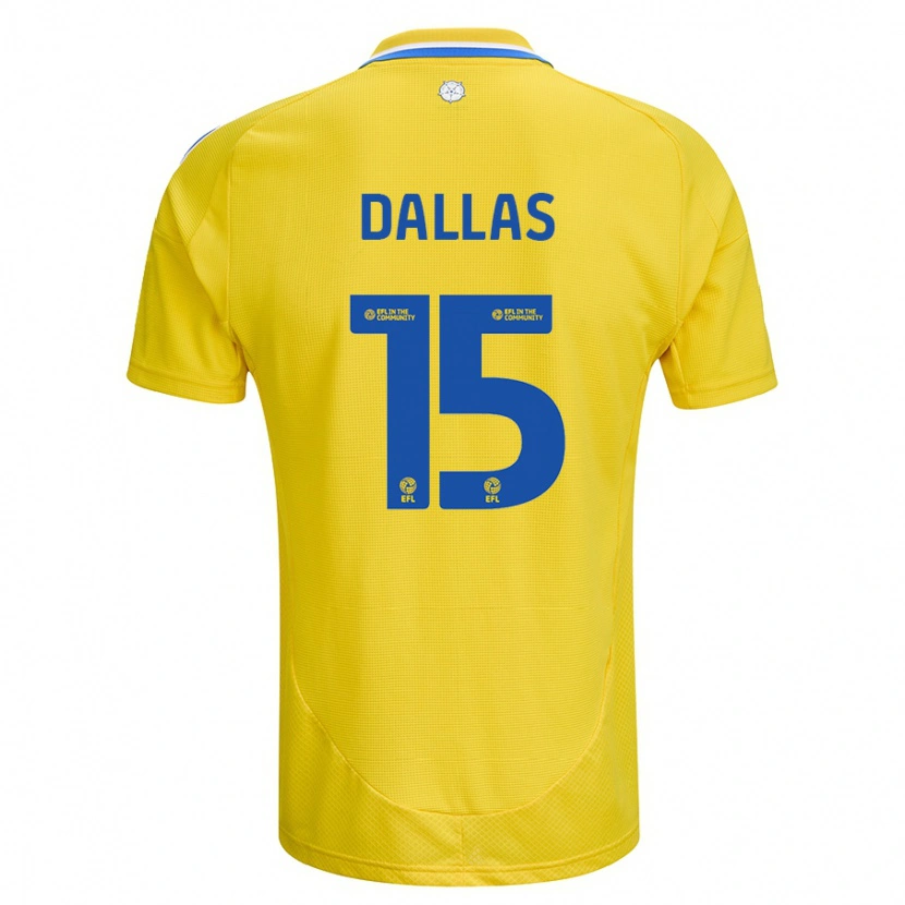 Danxen Heren Stuart Dallas #15 Geel Blauw Uitshirt Uittenue 2024/25 T-Shirt