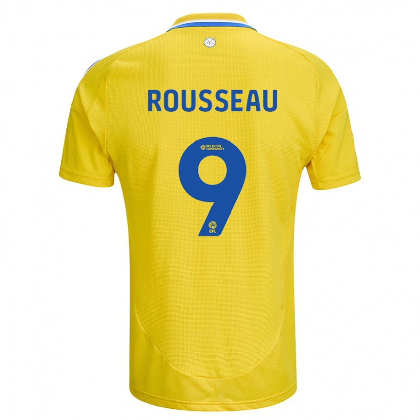 Danxen Heren Jess Rousseau #9 Geel Blauw Uitshirt Uittenue 2024/25 T-Shirt