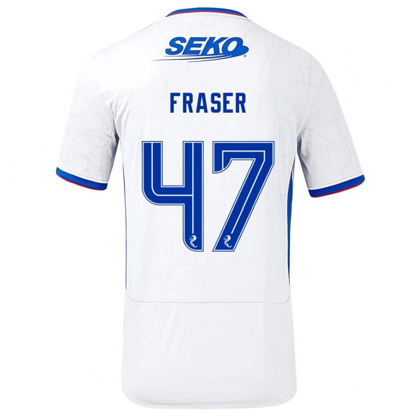 Danxen Heren Robbie Fraser #47 Wit Blauw Uitshirt Uittenue 2024/25 T-Shirt