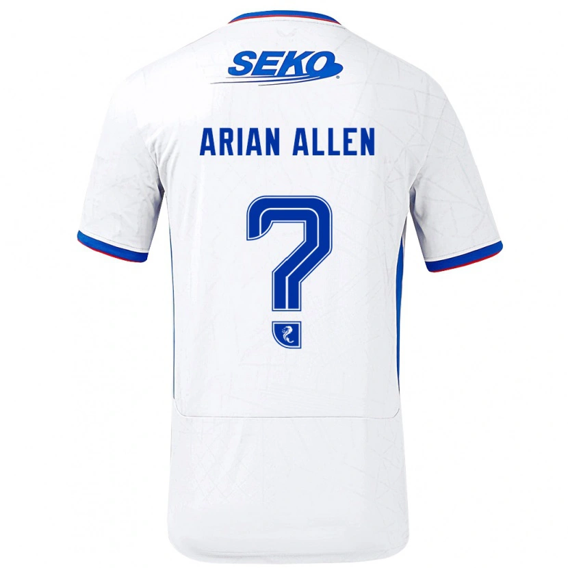 Danxen Heren Arian Allen #0 Wit Blauw Uitshirt Uittenue 2024/25 T-Shirt