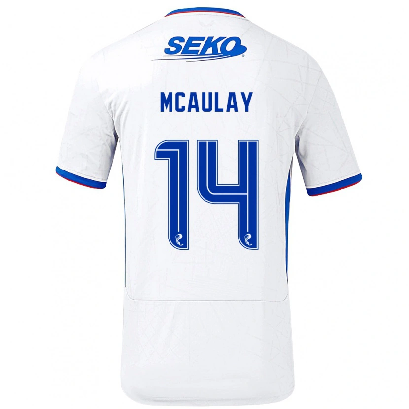 Danxen Heren Mia Mcaulay #14 Wit Blauw Uitshirt Uittenue 2024/25 T-Shirt