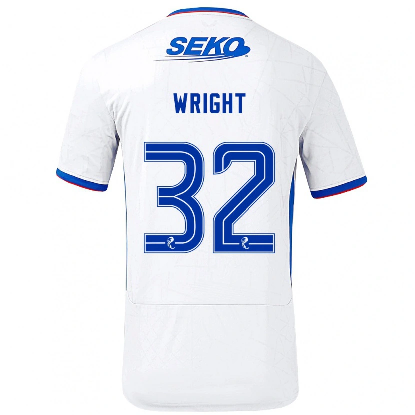 Danxen Heren Kieran Wright #32 Wit Blauw Uitshirt Uittenue 2024/25 T-Shirt