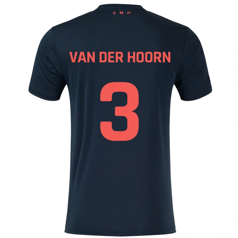 Danxen Heren Mike Van Der Hoorn #3 Zwart Rood Uitshirt Uittenue 2024/25 T-Shirt