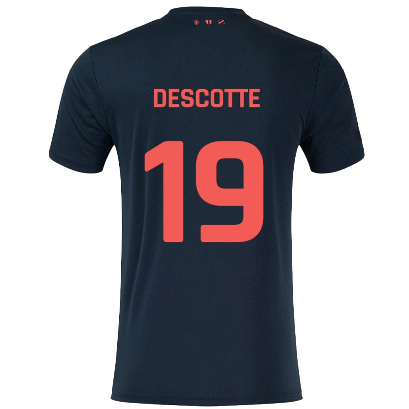 Danxen Heren Anthony Descotte #19 Zwart Rood Uitshirt Uittenue 2024/25 T-Shirt