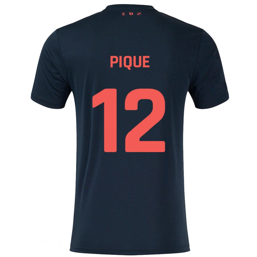 Danxen Heren Naomi Piqué #12 Zwart Rood Uitshirt Uittenue 2024/25 T-Shirt