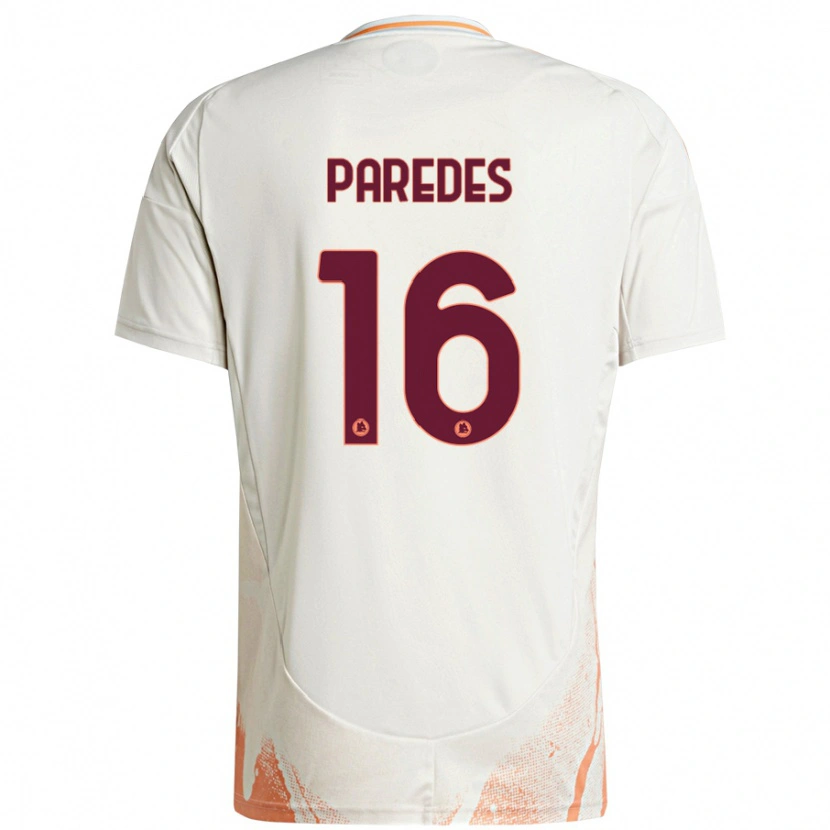 Danxen Heren Leandro Paredes #16 Crème Wit Oranje Uitshirt Uittenue 2024/25 T-Shirt