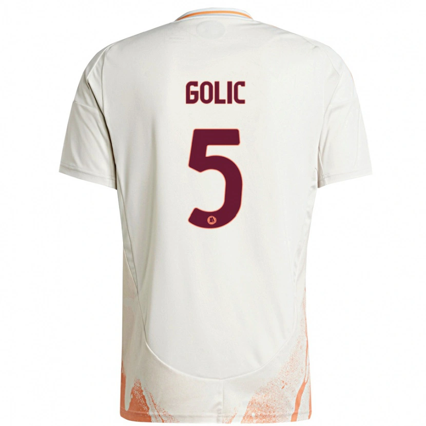 Danxen Heren Lovro Golic #5 Crème Wit Oranje Uitshirt Uittenue 2024/25 T-Shirt