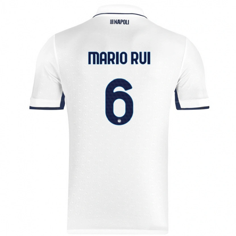 Danxen Heren Mário Rui #6 Wit Koningsblauw Uitshirt Uittenue 2024/25 T-Shirt